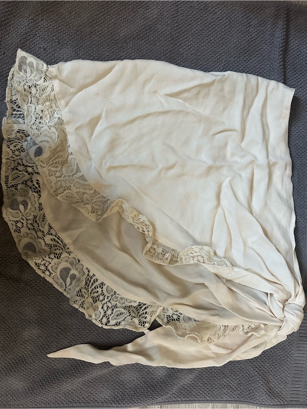 Cream Lace-Trim Swim Sarong Wrap for Women with matching top